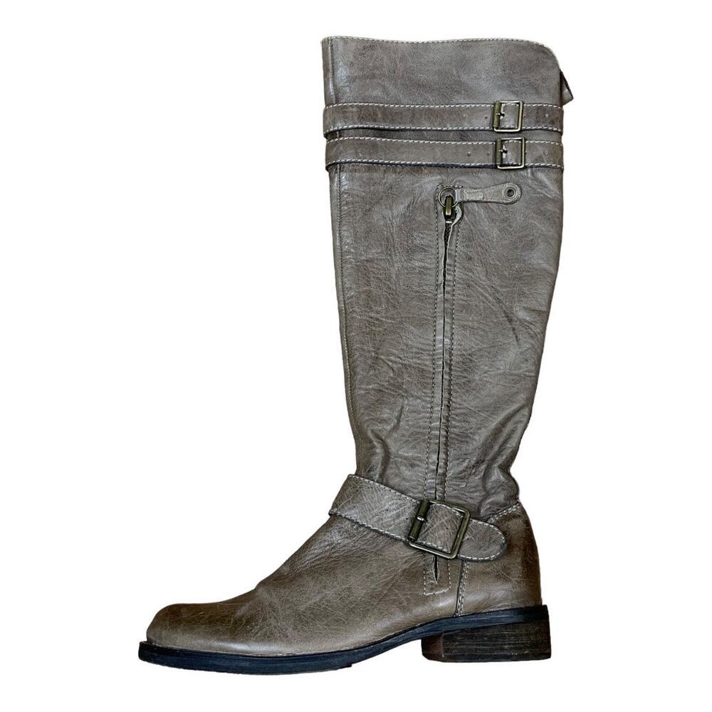 Miz Mooz Kellen Taupe Distressed  Knee High Distressed Boots - Size 6.5